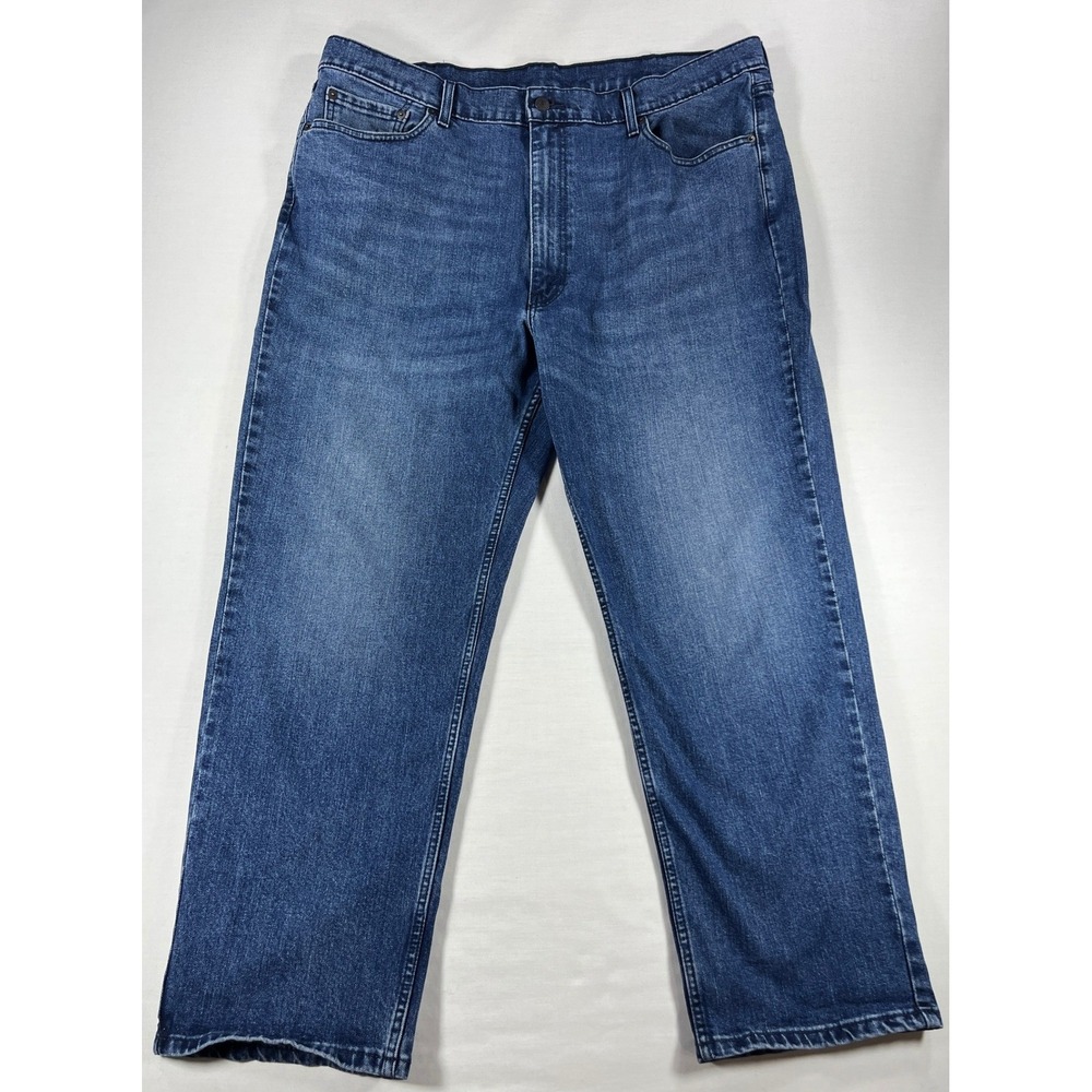 Levi Strauss Mens Straight Leg Jeans Blue Medium Wash 42x30 Stretch Denim